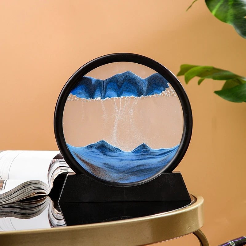 3D Glass Moving Sand Art Creatitive Sandscape In Motion Display Flowing Sand Frame Hourglass Painting for Home Decor for Gifts