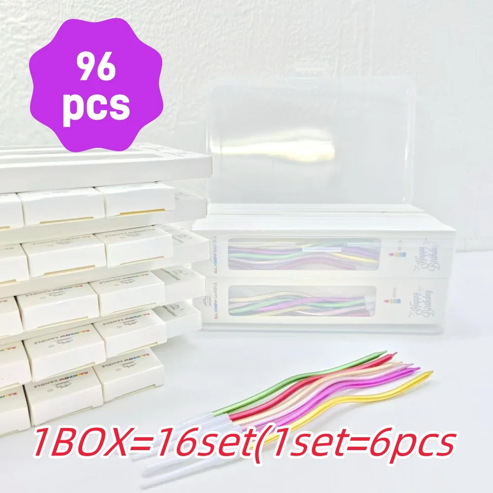 6/12/48pcs/1case Birthday Candles Spiral Cake Candles  Long Thin Cake Candles For Wedding Party And Cake Decoration