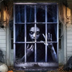 Scary Halloween Curtain Window Banner Horror Hanging Cloth Family Party Decoration Witch Zombie Ghosts Super Terrifying Backdrop