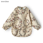 New Children Feeding Aprons Long Sleeve Baby Bib with Pocket Full Cover Baby Bibs with Pocket Waterproof Long Sleeve Bibs