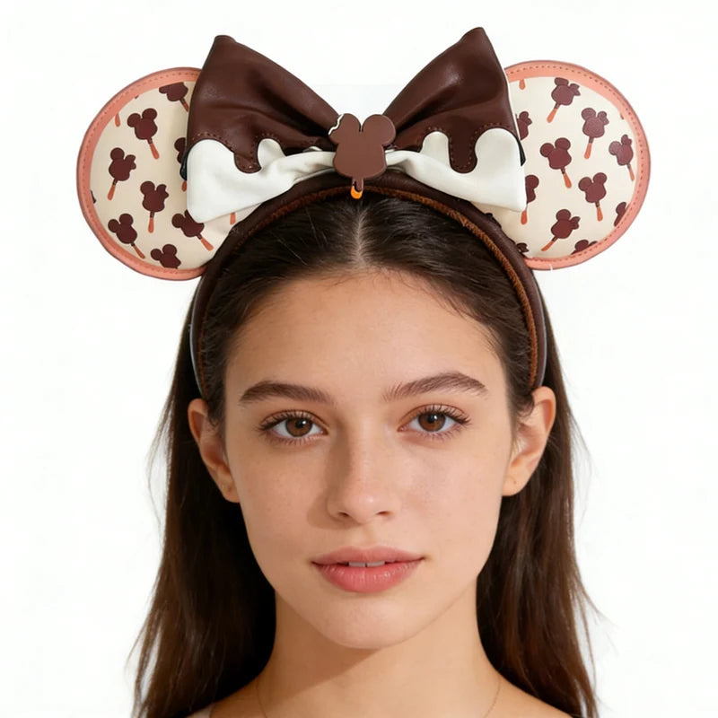 Disney Princess Headband Mickey Ear Rapunzel Sequin Bow Hair Hoop Birthday Gift Girl Accessories Halloween Gift Christmas Jack