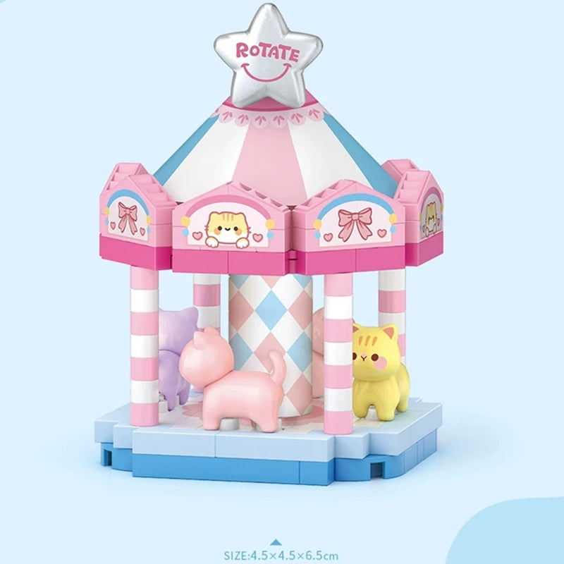 NEW Amusement Park Carousel Pirate Ship Ferris Wheel Halloween Game Street View Building Blocks Kit Girl Bricks Model Toy