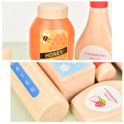 Wooden Pretend Play Drink Set Montessori Kids Educational Toy