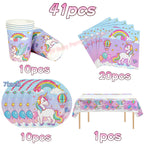 Kids Girls Unicorn Birthday Party Decoration Plate Cup Happy 1st Unicorn 3D Balloon Kid Favors Gift Wedding Baby Shower Supplies