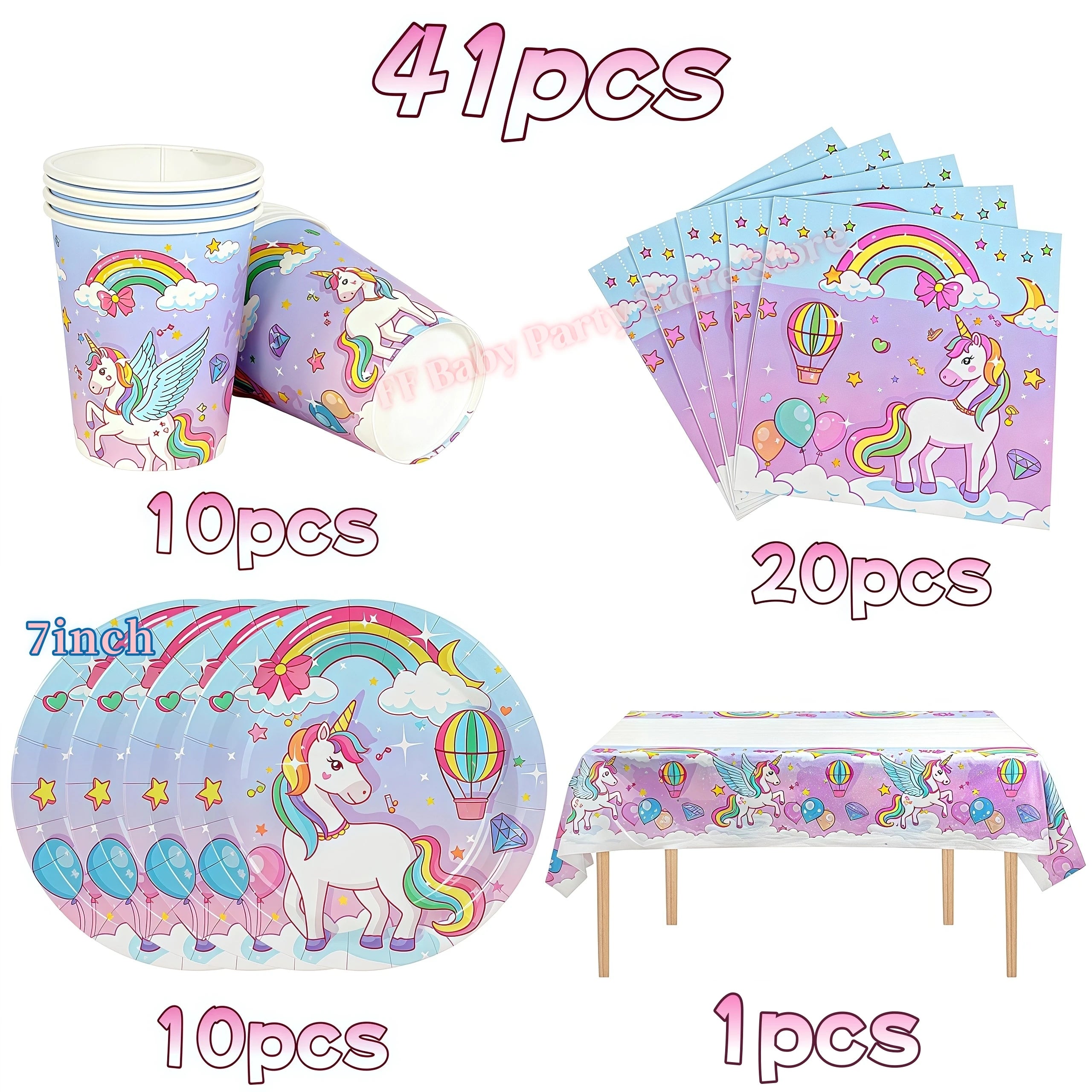 Kids Girls Unicorn Birthday Party Decoration Plate Cup Happy 1st Unicorn 3D Balloon Kid Favors Gift Wedding Baby Shower Supplies