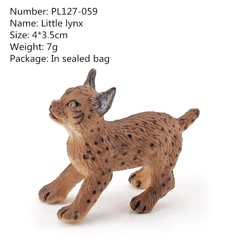 Realistic Simulated Forest Animal Lynx Model Solid Simulation Bobcat Wild Fox Model Action Figures Toys For Christmas Gifts