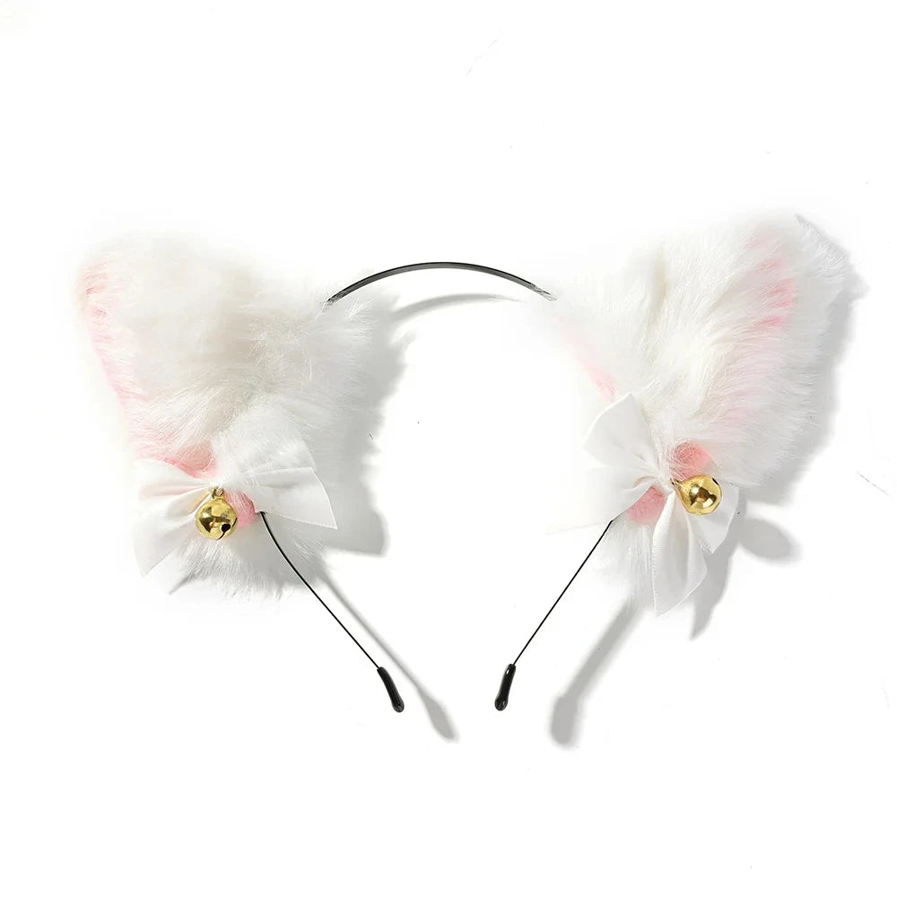 Lolita Cat Ear Paw Gloves Hairband Dance Prom Halloween Cat Ears Headwear Cosplay Cat Ear Anime Party Costume Bell Headwear High