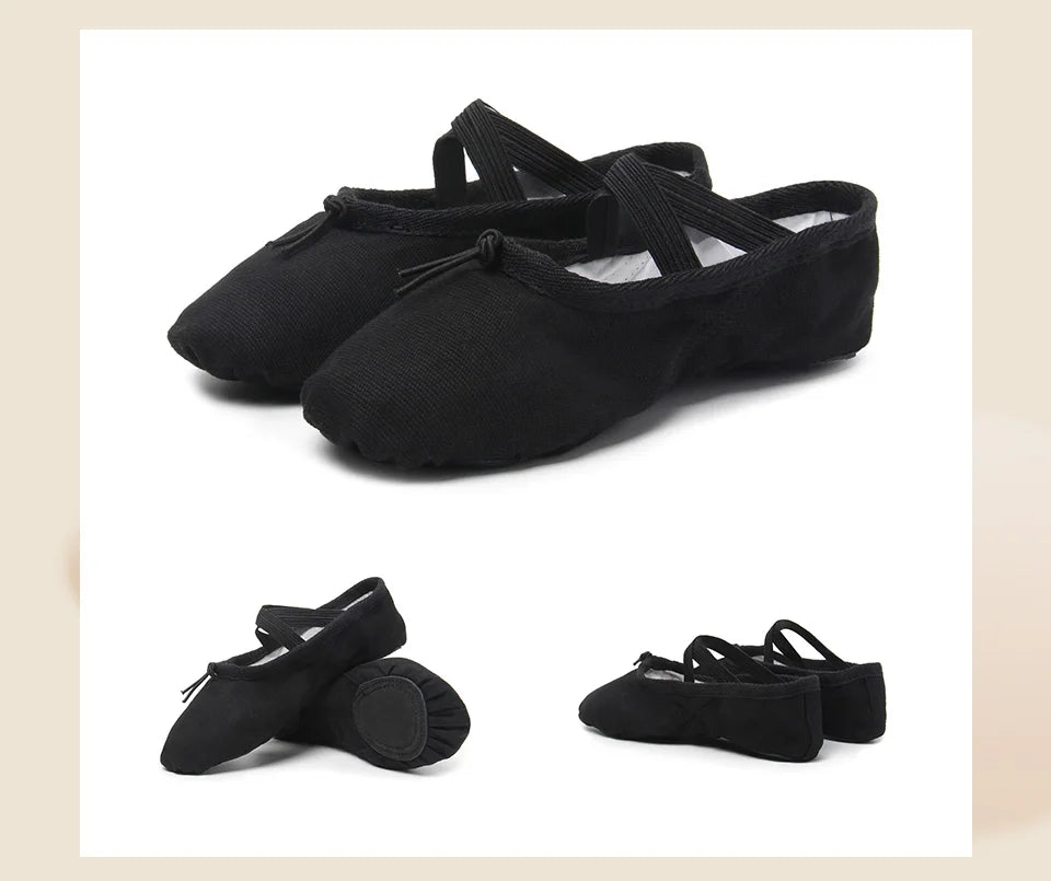 Canvas Ballet Shoes Split Sole Dance Slippers for Kids Adults