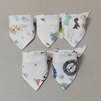 5pcs/lot Baby Bibs Triangle Double Cotton Bibs Cartoon Print Saliva Towel Baby Boys Girls Feeding Apron Cotton Bandana Bibs