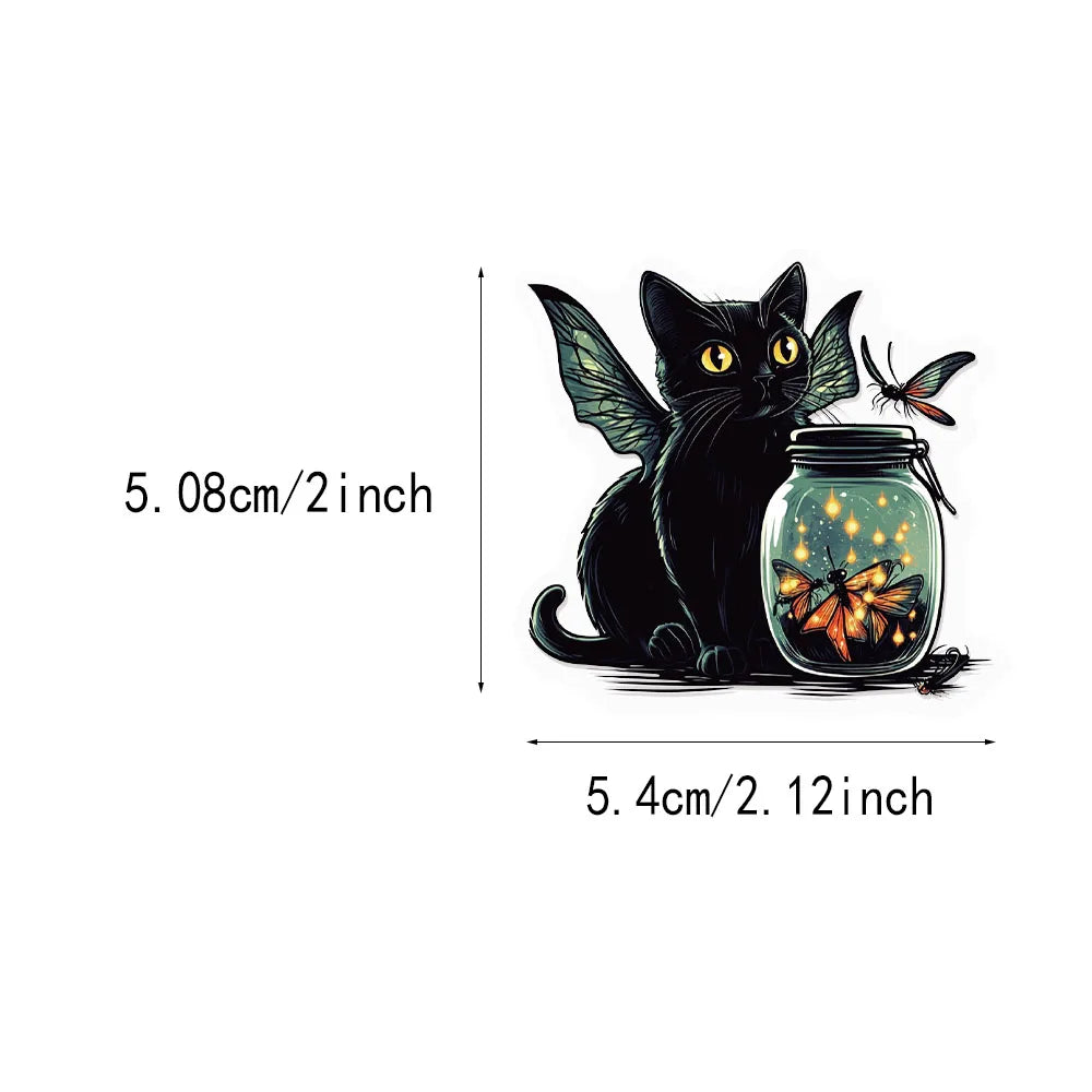 50PCS Halloween Cute Black Cat Creative Graffiti Stickers DIY Luggage Notebook Water Cup PET Waterproof Stickers