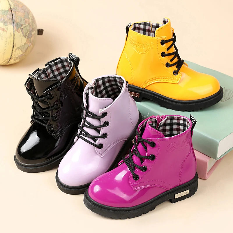 Kids Waterproof Snow Boots Plush Winter Shoes for Boys Girls