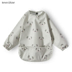 New Children Feeding Aprons Long Sleeve Baby Bib with Pocket Full Cover Baby Bibs with Pocket Waterproof Long Sleeve Bibs