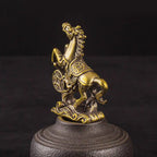 Brass Horse Step on Coins Lucky Statue Feng Shui Desk Ornament Zodiac Animal Figurines Miniatures Pure Copper Crafts Collections