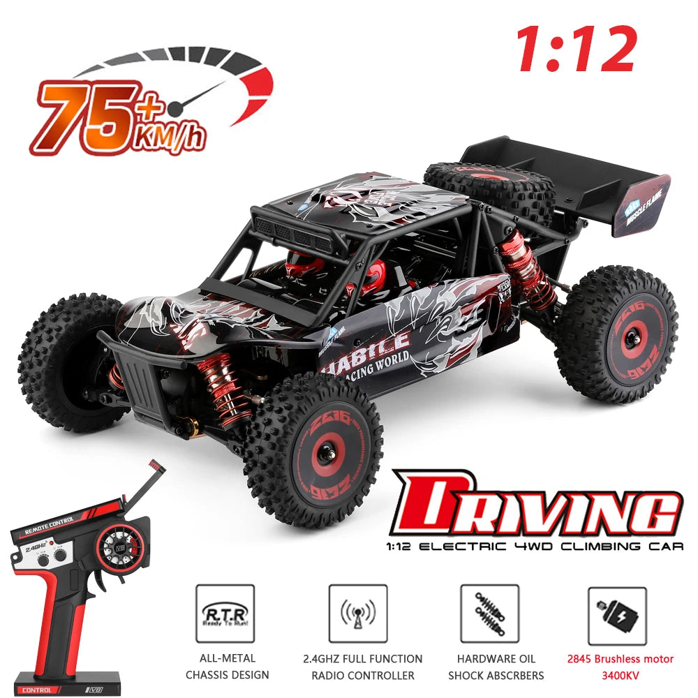 WLtoys 124016 V8 RC Car 75 KM/H High Speed 4WD Drift Off-Road