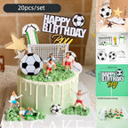Football Boy Cake Topper Soccer Player Doll Decor for Birthday Party Sports Theme Childrens Celebration Supplies Cupcake Decor