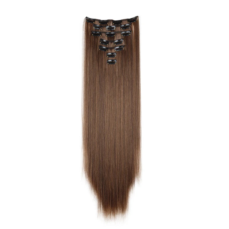 WIGSIN 24Inch Synthetic 7Pcs/set Long Straight Hair Extension 16Clips Hairstyle Black Blonde Hairpiece for Women