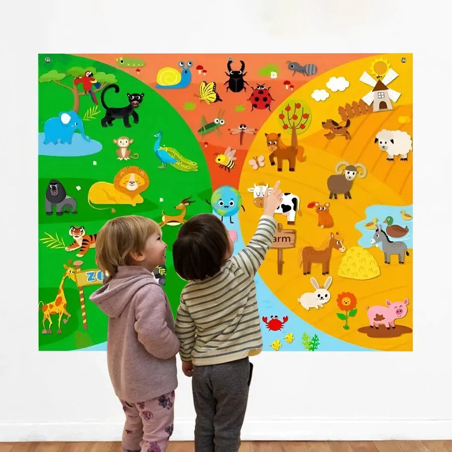 Zoo Animals Felt Story Board Montessori Learning Toy