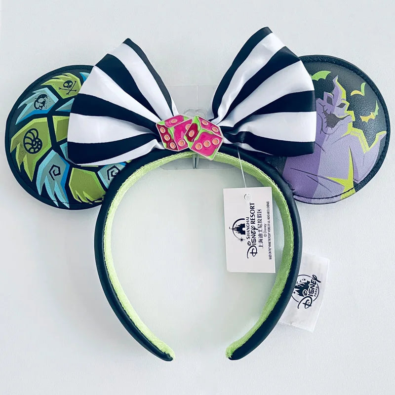 Disney Princess Headband Mickey Ear Rapunzel Sequin Bow Hair Hoop Birthday Gift Girl Accessories Halloween Gift Christmas Jack