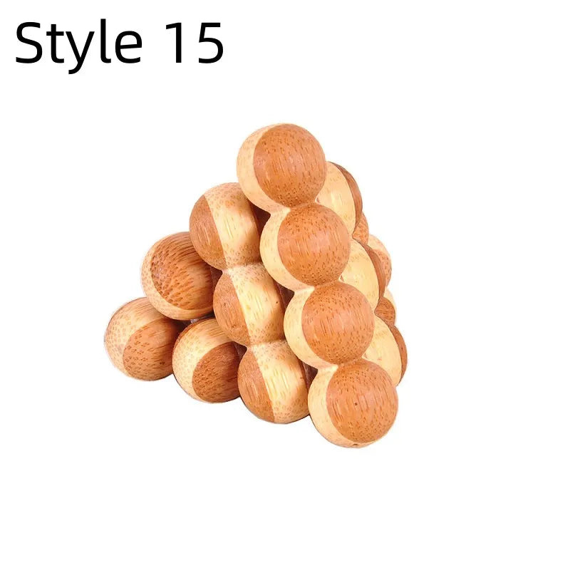 Wooden Kong Ming Lock IQ Brain Teaser Puzzle Toy