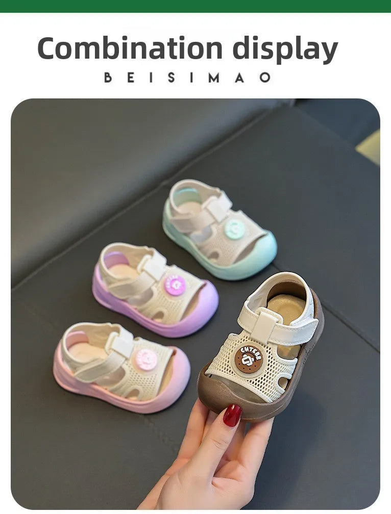 Baby First Walker Sandals Closed Toe Summer Shoes for Toddlers