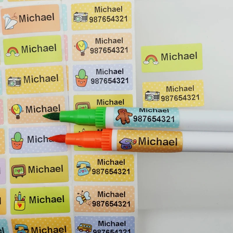 Waterproof Tag Self-adhesive Baby Name Sticker Custom Personalized Kindergarten Hebrew Label For Children School Stationery
