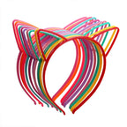 12PCS Kids Cat Ears Hairband Set Cute Solid Color Plastic Headband Tooth Outer Ear Accessory for Children Random Color