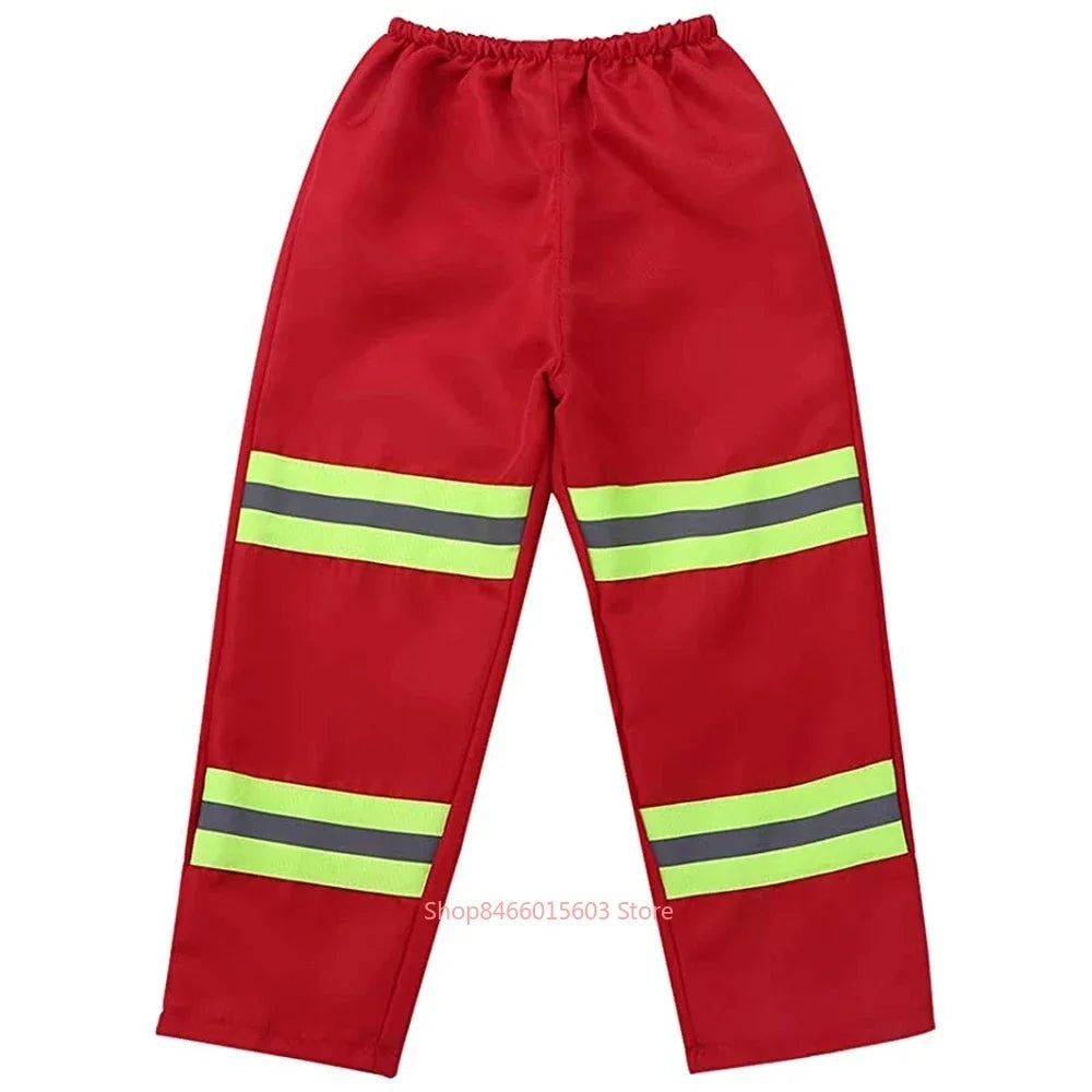 Halloween Kids Firefighter Uniform Children Sam Fireman Role Work Clothing Suit Boy Kids Cosplay Costume Party Costume Gift