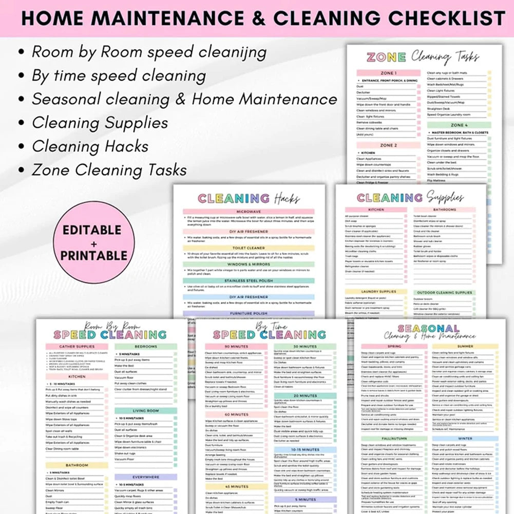 Daily Weekly Monthly Household Cleaning Planner Notebook Family Chore Chart Home Cleaning Task Schedule Organizer