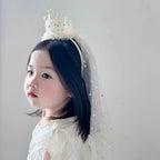 Princess Crown Veil Headband for Girls Sparkly Dress Up Party Accessory