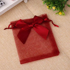 10pcs/20pcs 9x12 10x15 13x18cm New Design Bow Organza Bags Jewelry Candy Packing Bag Wedding Party Gift Storage Drawstring Pouch
