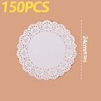150Pcs Kitchen Fried Food Special Flower Bottom Paper Oil-absorbing Paper Baking Cake Pizza Snack Round Household Lace Paper Pad