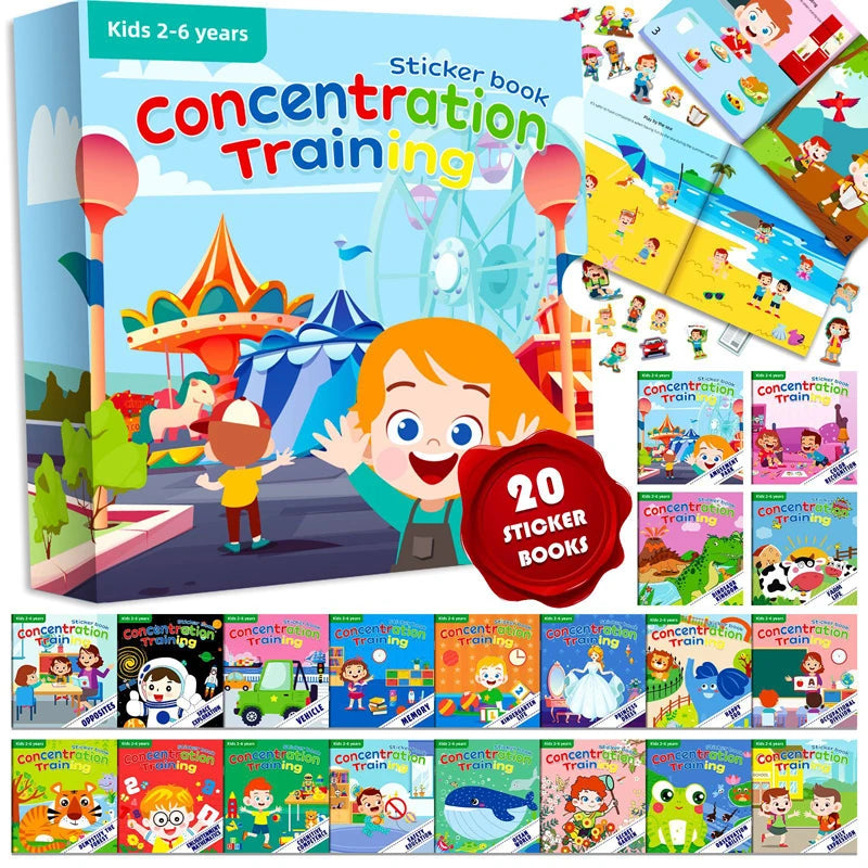 Children's Reusable Stickers Books Cartoon Stationery Stickers for Kids Early Education Cartoon Cute Stickers for Children Gift