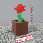 1 Piece Pixel Rose Flower Ornament, 3D Printed Unique Flower Decoration, Plastic Product, Suitable for Bedside Table, Desktop
