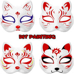 1-20pcs Japanese Mask Paper Blank Mask Halloween Cosplay Cat DIY Paintable Half Face Mask Animal Costume Party Decor Craft Prop