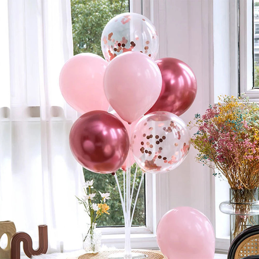 Runtowo 1set Birthday Balloon Stand Kit, Balloon Stand With Base And Pole For Wedding Birthday Party Decoration