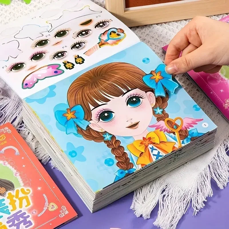 2pcs Princess Sticker Activity Book for Ages 3+ - DIY Magic Dress-Up, Toddler Craft Gift, Birthday Party Favor, Chinese Version