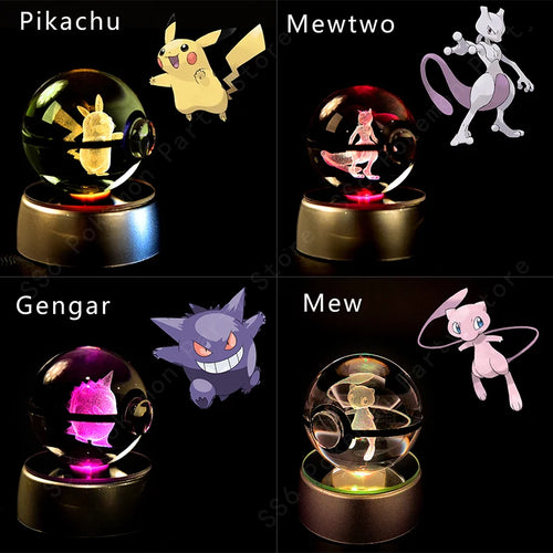 3D Crystal Ball Night Light Glass Ornament Lamp