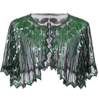 1920s Vintage Sequin Fringe Shawl – Elegant Beaded Cape for Women