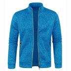 Autumn and Winter Men's New Long Zipper Color Block Sweater Sleeves Thin Plush Sweater Jacket Casual Slim Fit Comfortable Coat