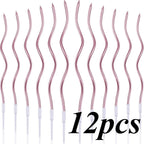6/12/48pcs/1case Birthday Candles Spiral Cake Candles  Long Thin Cake Candles For Wedding Party And Cake Decoration