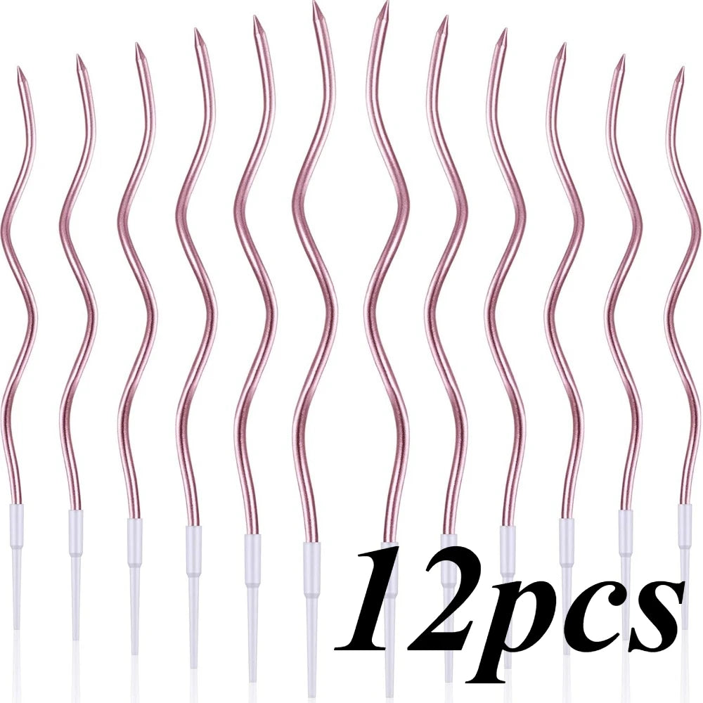6/12/48pcs/1case Birthday Candles Spiral Cake Candles  Long Thin Cake Candles For Wedding Party And Cake Decoration