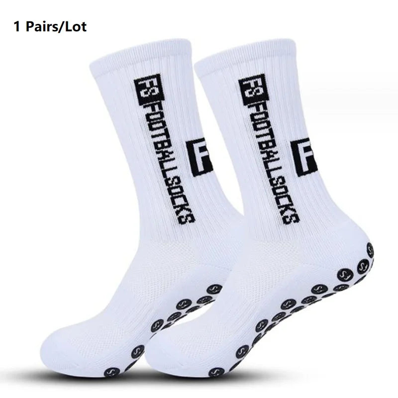 1 Pair Non Slip Soccer Socks Men Non Skid Grip Football Basketball Sport Cycling Socks 2025 New