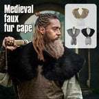 Medieval Viking Fur Cape Shawl Faux Fur Collar Shoulder Cloak Retro Warrior Knight Hunter Pirate Halloween Cosplay Costume