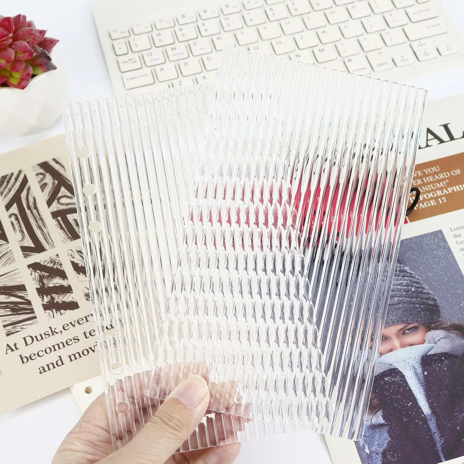 A5 A6 Frosting  Thick line Acrylic Loose Leaf Binder Cover DIY Account Book Journal Planner Office Stationery Supplies