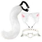 FluffyAnime Animal Fur Fox Tail Cat Paws Gloves and Ears Headwear Face Mask Cosplay Costume  Set Halloween Party Accessorie
