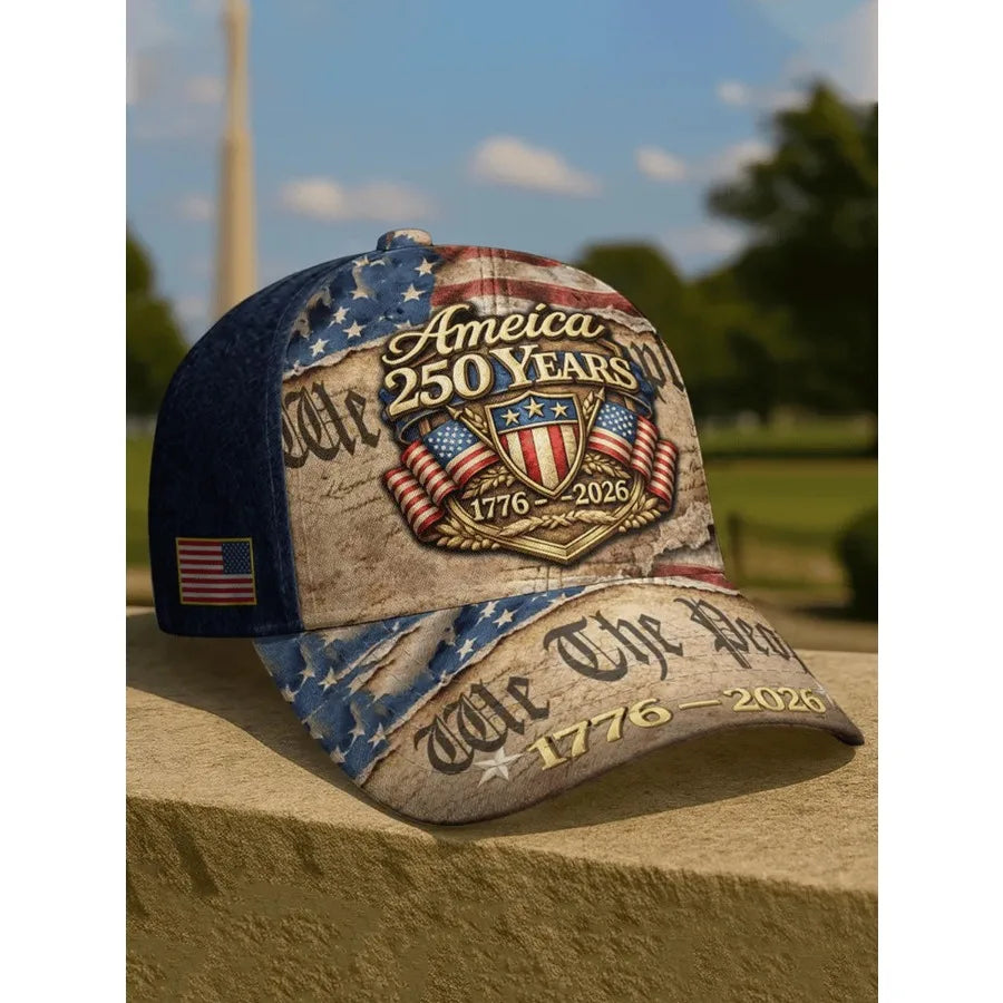 Breathable Patriotic Baseball Cap US 250th Anniversary Cap Retro Washed Versatile Patriotic Cap US 250th Anniversary Tribute Hat