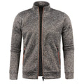 Autumn and Winter Men's New Long Zipper Color Block Sweater Sleeves Thin Plush Sweater Jacket Casual Slim Fit Comfortable Coat