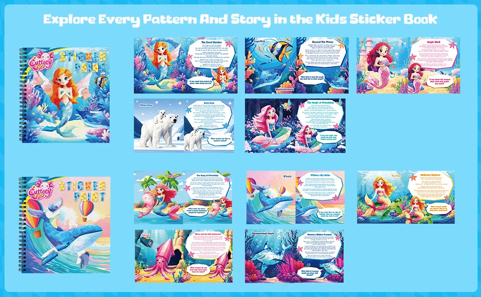 1/2PCS CutteeyFyry Sticker Book By Number Unicorn Stickers Paint Book For Kids Paint by Number Sticker Book Keep Kids Busy