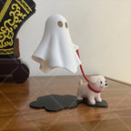 Cute Ghost LED Night Light with Dog Figure - Spooky Desk Lamp, Halloween Decor, Warm Light for Bedroom