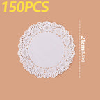 150Pcs Kitchen Fried Food Special Flower Bottom Paper Oil-absorbing Paper Baking Cake Pizza Snack Round Household Lace Paper Pad